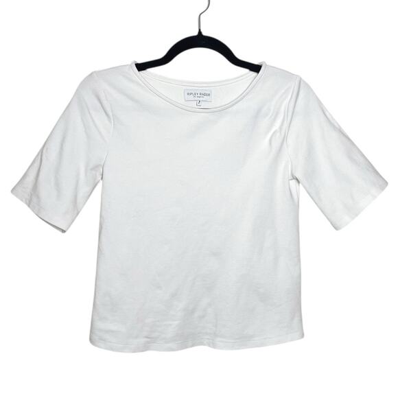 Ripley Rader White Off White Ponte Knit Short Sleeve Relaxed Extended Top 1 XS - Picture 2 of 10